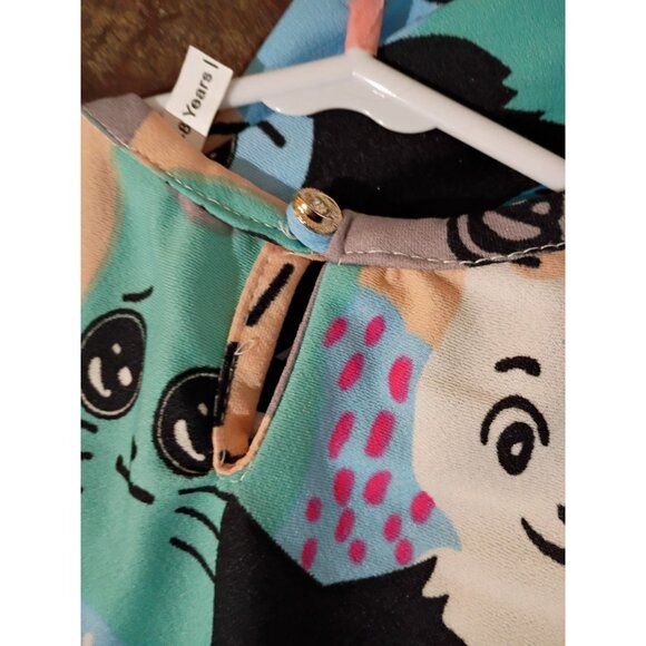 Girls All over Cat Print Size M (7/8) multicolor polyester Dress - Picture 4 of 5